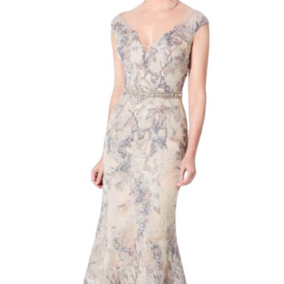 SALE NWT Ivonne D by Mon Cheri 220D23 Mother of the Bride Dress Beige Size 6 - Picture 1 of 6